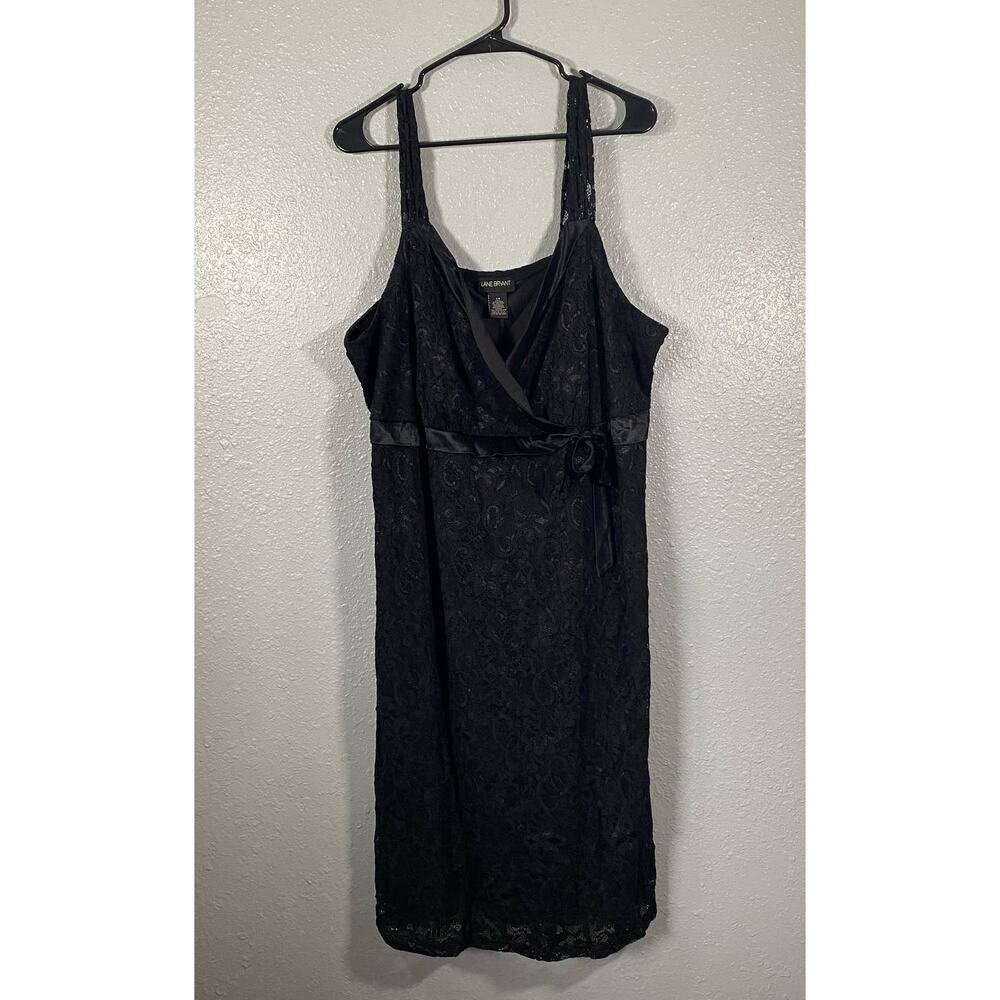 Lane Bryant Womens Plus 24 3XL Little Black Dress Tank Lace Tie Floral Nigh Out - Picture 7 of 7